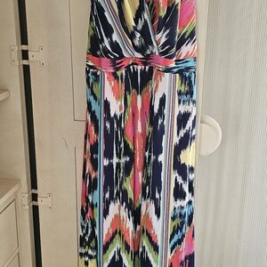 Gibson Latimer Pink And Navy Maxi Halter Dress